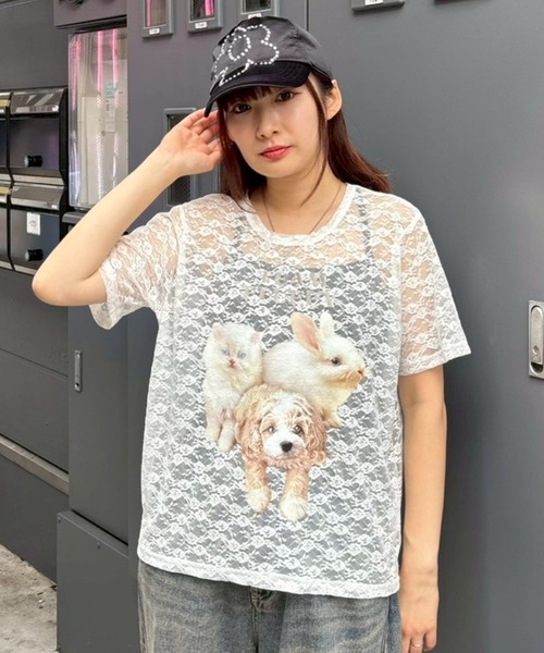 Candy Stripper(キャンディストリッパー)の「ANIMAL PRINT LACE Tシャツ(Tシャツ/カットソー・レディース・ブラック/オフホワイト・FREE)」の16枚目の写真
