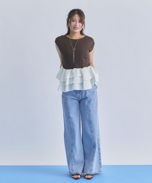 archives(アルシーヴ)の「ボーダーアソートフリルドッキングノースリTOPS(Tシャツ/カットソー・レディース・ブラック/ブラウン/ホワイト×ブラック/ホワイト×グレー・MEDIUM)」の11枚目の写真