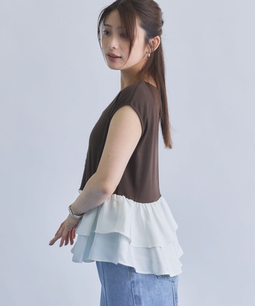 archives(アルシーヴ)の「ボーダーアソートフリルドッキングノースリTOPS(Tシャツ/カットソー・レディース・ブラック/ブラウン/ホワイト×ブラック/ホワイト×グレー・MEDIUM)」の10枚目の写真
