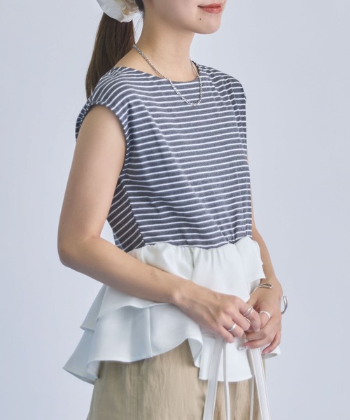 archives(アルシーヴ)の「ボーダーアソートフリルドッキングノースリTOPS(Tシャツ/カットソー・レディース・ブラック/ブラウン/ホワイト×ブラック/ホワイト×グレー・MEDIUM)」の19枚目の写真