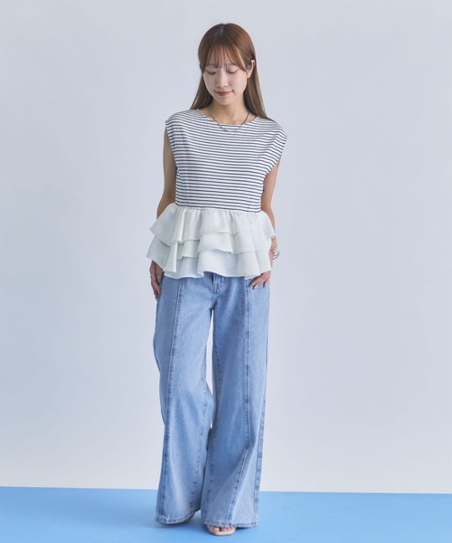archives(アルシーヴ)の「ボーダーアソートフリルドッキングノースリTOPS(Tシャツ/カットソー・レディース・ブラック/ブラウン/ホワイト×ブラック/ホワイト×グレー・MEDIUM)」の18枚目の写真
