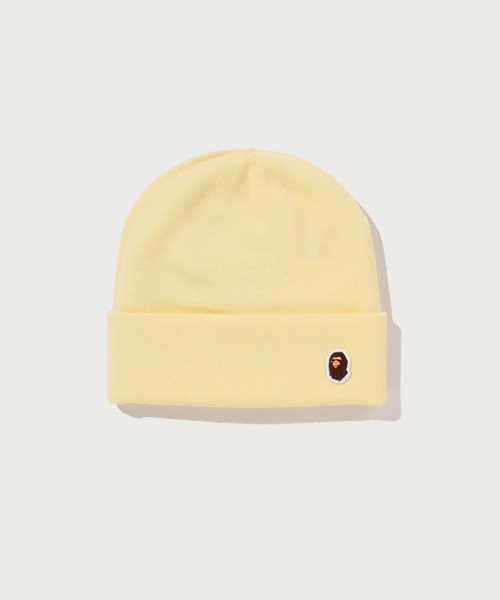 A BATHING APE(アベイシングエイプ)の「APE HEAD ONE POINT KNIT CAP(ニットキャップ/ビーニー・メンズ・ベージュ/ブラック/ネイビー/イエロー/グレー/オリーブ・FREE)」の1枚目の写真