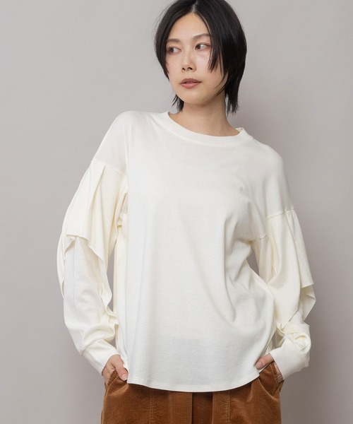 Munich(ミューニック)の「ウールミックスダブルジャージ フリルスリーブプルオーバー(Tシャツ/カットソー・レディース・ブラウン/ブラック・FREE)」の22枚目の写真