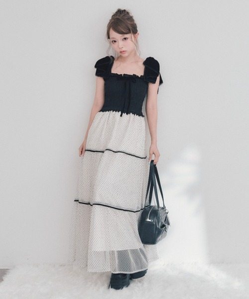 OLIVE des OLIVE（オリーブデオリーブ）の「リボン付ティアードキャミワンピ（ワンピース・レディース・ブラック/ブラウン/アイボリー・FREE）」の5枚目の写真