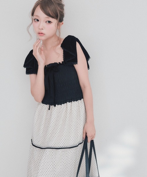 OLIVE des OLIVE（オリーブデオリーブ）の「リボン付ティアードキャミワンピ（ワンピース・レディース・ブラック/ブラウン/アイボリー・FREE）」の7枚目の写真