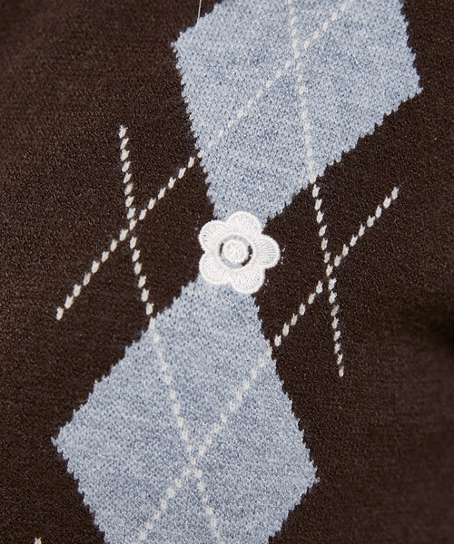 MARY QUANT(マリークワント)の「MARY QUANT × PUBLUX/マリークワント 別注 ワンポイント 刺繍 アーガイル ニット カーディガン 限定展開(カーディガン/ボレロ・レディース・ネイビー/ブラウン/グレー・フリ-)」の15枚目の写真