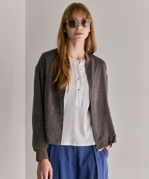 WEB限定カラーあり】 リヨセルナイロンワッシャー Vネックブルゾン
