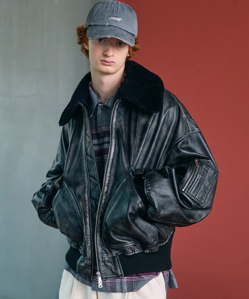 UNISEX》Sheep Leather Mouton Prime-Over G-1 Flight Jacket/シープ