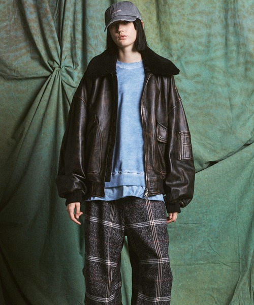 MAISON SPECIAL(メゾンスペシャル)の「《UNISEX》Sheep Leather Mouton Prime-Over G-1 Flight Jacket/シープレザームートンプライムオーバーG-1フライトジャケット【MAISON SPECIAL/メゾンスペシャル】(ブルゾン・メンズ・ブラウン/ブラック/ダークブラック・0/1/2)」の13枚目の写真