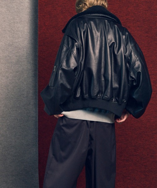 MAISON SPECIAL(メゾンスペシャル)の「《UNISEX》Sheep Leather Mouton Prime-Over G-1 Flight Jacket/シープレザームートンプライムオーバーG-1フライトジャケット【MAISON SPECIAL/メゾンスペシャル】(ブルゾン・メンズ・ブラウン/ブラック/ダークブラック・0/1/2)」の18枚目の写真