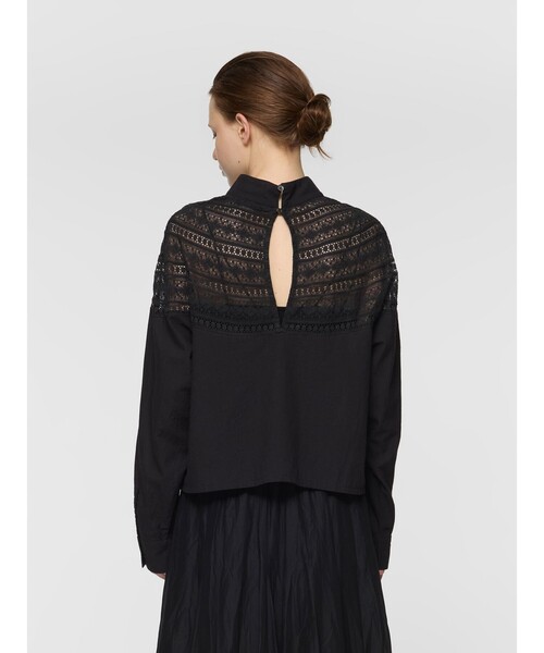 mizuiroind（ミズイロインド）の「mizuiro ind レースヨークハイネックシャツ（シャツ/ブラウス・レディース・ネイビー/ブラック/チャコールグレー・FREE）」の11枚目の写真