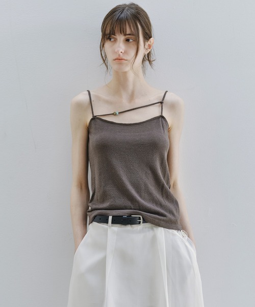 tageechita(タジチタ)の「【tageechita】ウールシルク ビーズストラップキャミソール(Tシャツ/カットソー・レディース・ブラウン/アイボリー/カーキオリーブ・S/L/M)」の6枚目の写真