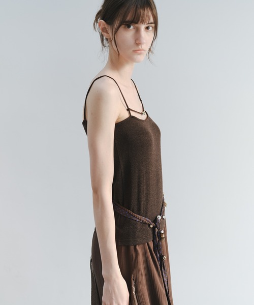 tageechita(タジチタ)の「【tageechita】ウールシルク ビーズストラップキャミソール(Tシャツ/カットソー・レディース・ブラウン/アイボリー/カーキオリーブ・S/L/M)」の7枚目の写真