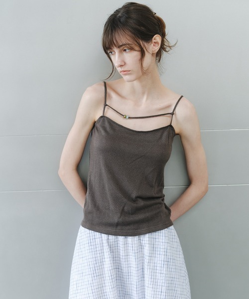 tageechita(タジチタ)の「【tageechita】ウールシルク ビーズストラップキャミソール(Tシャツ/カットソー・レディース・ブラウン/アイボリー/カーキオリーブ・S/L/M)」の15枚目の写真