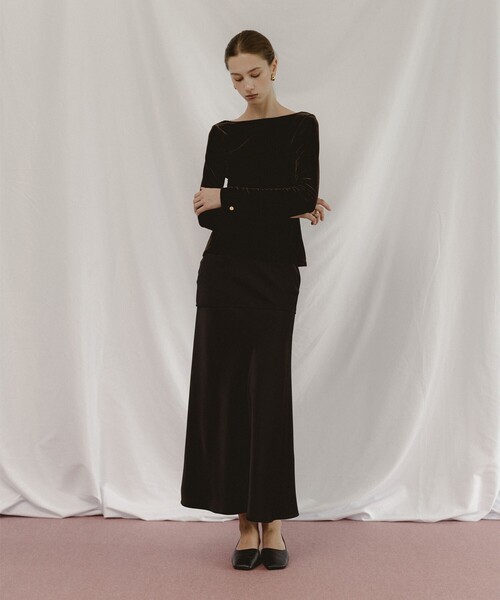 Demi-Luxe BEAMS(デミルクス ビームス)の「BEAMS SALON / グロッシー レイヤー スカート(スカート・レディース・ブラック/イエロー系その他6・36/38)」の4枚目の写真