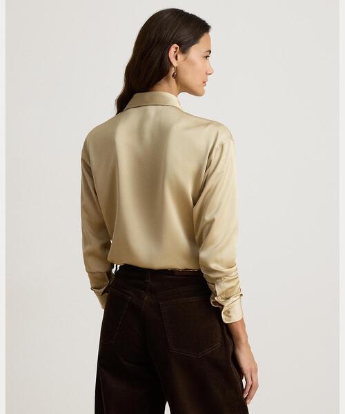 LAUREN RALPH LAUREN（ローレン ラルフ ローレン）の「リラックス フィット サテン シャルムーズ シャツ（シャツ/ブラウス・レディース・ナチュラル・L/XXS/XS/S/M）」の4枚目の写真