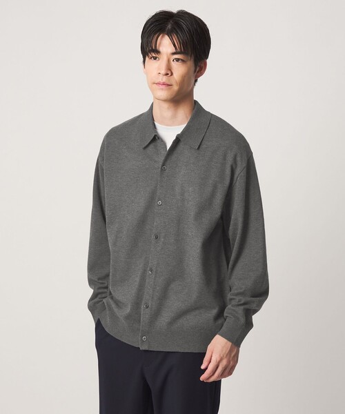 green label relaxing（グリーンレーベルリラクシング）の「【WEB限定】JUST fit ハイゲージ ポロニット カーディガン（カーディガン/ボレロ・メンズ・ブラック/ダークグレー/オリーブ・L/M/XL/S）」の8枚目の写真