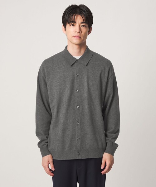 green label relaxing（グリーンレーベルリラクシング）の「【WEB限定】JUST fit ハイゲージ ポロニット カーディガン（カーディガン/ボレロ・メンズ・ブラック/ダークグレー/オリーブ・L/M/XL/S）」の9枚目の写真