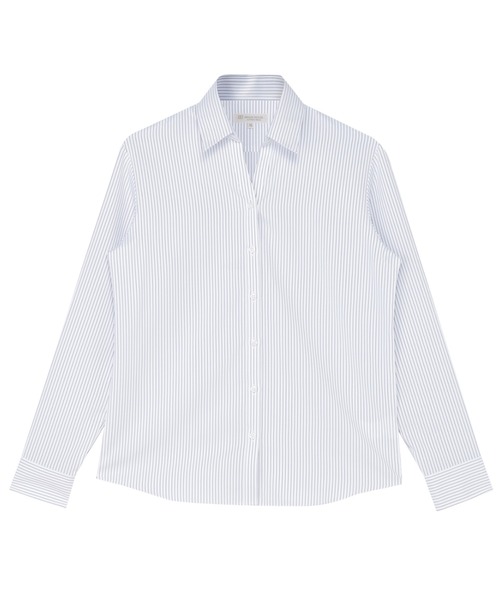 TOKYO SHIRTS(トウキョウシャツ)の「【吸水速乾】【COFREX】 形態安定ノンアイロン スキッパー 長袖ビジネスワイシャツ(ビジネスシャツ・レディース・ブルー・S/M/L/LL/XL)」の1枚目の写真