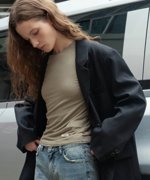 WAARFORWOMAN(ワール・フォー・ウーマン)の「WT-96 マイルドカシミヤTシャツ_カーキ(Tシャツ/カットソー・レディース・その他・FREE)」の2枚目の写真