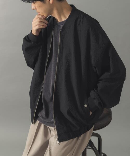 ITEMS URBANRESEARCH（アイテムズ アーバンリサーチ）の「シアサッカー ライトブルゾン（ブルゾン・メンズ・グレー系その他/ブラック/ネイビー・LARGE/MEDIUM）」の2枚目の写真