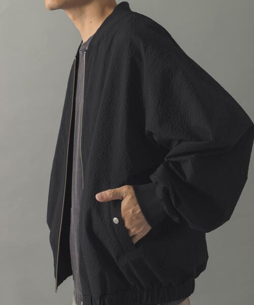 ITEMS URBANRESEARCH（アイテムズ アーバンリサーチ）の「シアサッカー ライトブルゾン（ブルゾン・メンズ・グレー系その他/ブラック/ネイビー・LARGE/MEDIUM）」の4枚目の写真