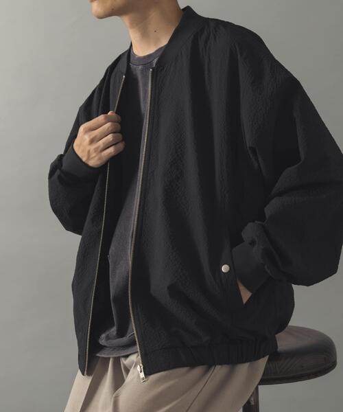ITEMS URBANRESEARCH（アイテムズ アーバンリサーチ）の「シアサッカー ライトブルゾン（ブルゾン・メンズ・グレー系その他/ブラック/ネイビー・LARGE/MEDIUM）」の9枚目の写真