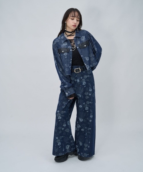 HARE（ハレ）の「フラワーガラキリカエデニムパンツ(HARE)（デニムパンツ・レディース・ネイビー/ブラック/ブラウン・FREE）」の10枚目の写真