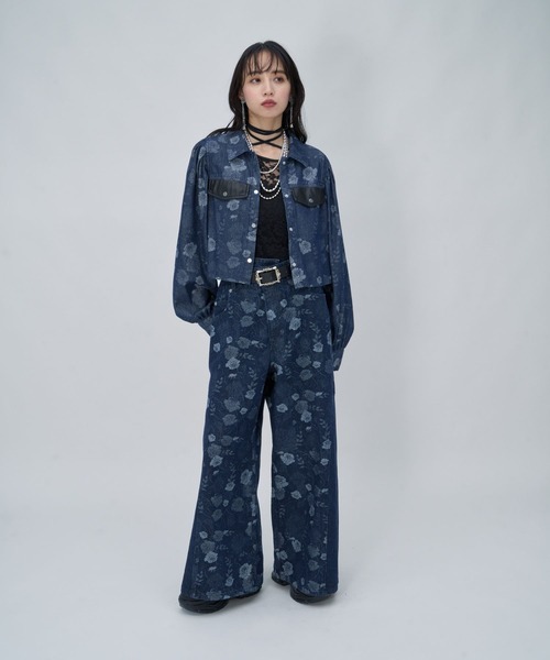 HARE（ハレ）の「フラワーガラキリカエデニムパンツ(HARE)（デニムパンツ・レディース・ネイビー/ブラック/ブラウン・FREE）」の11枚目の写真