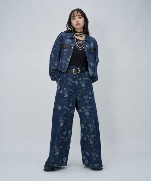 HARE（ハレ）の「フラワーガラキリカエデニムパンツ(HARE)（デニムパンツ・レディース・ネイビー/ブラック/ブラウン・FREE）」の12枚目の写真