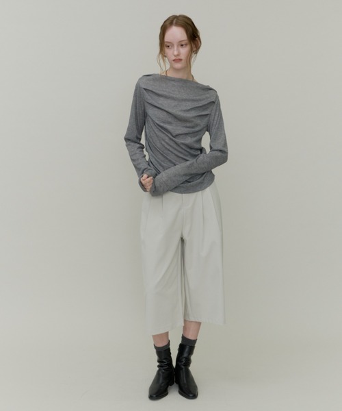 Plumel(プルメル)の「Front Drape Cat Pullover / フロントドレーププルオーバー(Tシャツ/カットソー・レディース・グレー/ブラウン/ブラック/オフホワイト・MEDIUM)」の13枚目の写真