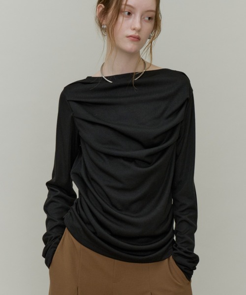 Plumel(プルメル)の「Front Drape Cat Pullover / フロントドレーププルオーバー(Tシャツ/カットソー・レディース・グレー/ブラウン/ブラック/オフホワイト・MEDIUM)」の19枚目の写真