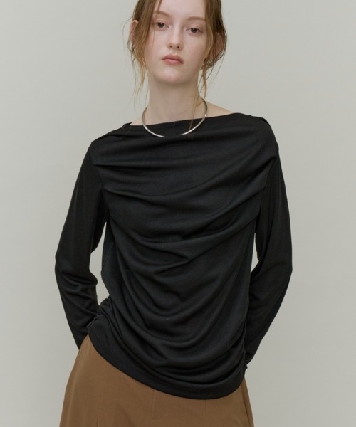 Plumel(プルメル)の「Front Drape Cat Pullover / フロントドレーププルオーバー(Tシャツ/カットソー・レディース・グレー/ブラウン/ブラック/オフホワイト・MEDIUM)」の20枚目の写真