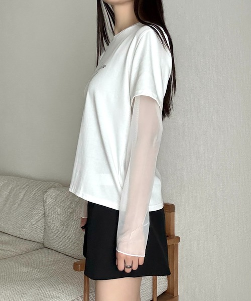 Cham.（チャム）の「レイヤード風プリントTシャツ（Tシャツ/カットソー・レディース・グレー/ホワイト/ブラック・FREE）」の5枚目の写真