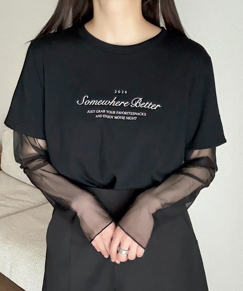 Cham.（チャム）の「レイヤード風プリントTシャツ（Tシャツ/カットソー・レディース・グレー/ホワイト/ブラック・FREE）」の17枚目の写真