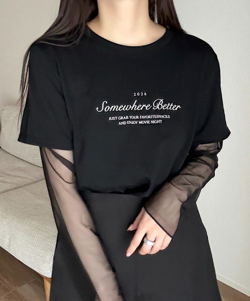 Cham.（チャム）の「レイヤード風プリントTシャツ（Tシャツ/カットソー・レディース・グレー/ホワイト/ブラック・FREE）」の18枚目の写真