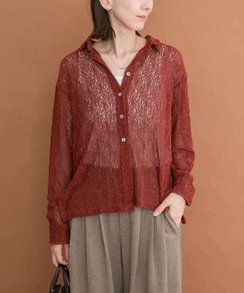 ITEMS URBANRESEARCH(アイテムズ アーバンリサーチ)の「襟付きレースシャツ(シャツ/ブラウス・レディース・ブラック/ボルドー/オフホワイト・FREE)」の1枚目の写真