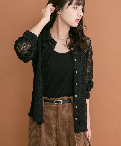 ITEMS URBANRESEARCH(アイテムズ アーバンリサーチ)の「襟付きレースシャツ(シャツ/ブラウス・レディース・ブラック/ボルドー/オフホワイト・FREE)」の7枚目の写真