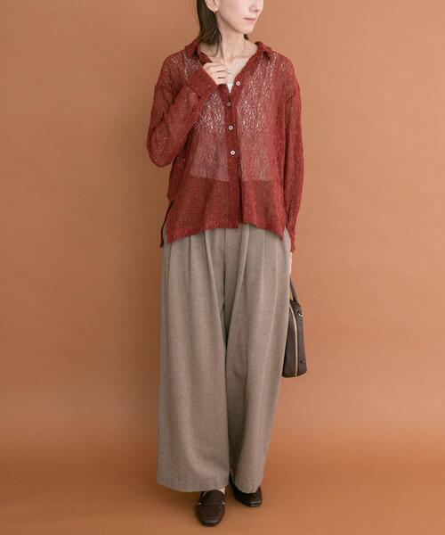 ITEMS URBANRESEARCH(アイテムズ アーバンリサーチ)の「襟付きレースシャツ(シャツ/ブラウス・レディース・ブラック/ボルドー/オフホワイト・FREE)」の14枚目の写真