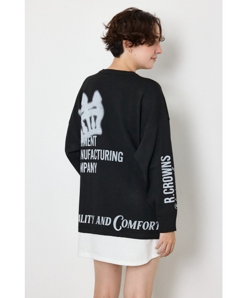 RODEO CROWNS WIDE BOWL（ロデオクラウンズワイドボウル）の「フェイクレイヤードニットワンピース（ワンピース・レディース・グレー×ホワイト/カーキ/ブラック・FREE）」の6枚目の写真