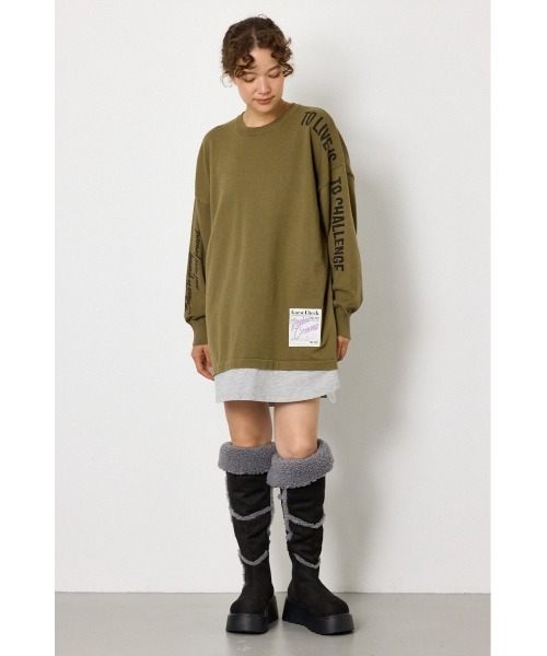RODEO CROWNS WIDE BOWL（ロデオクラウンズワイドボウル）の「フェイクレイヤードニットワンピース（ワンピース・レディース・グレー×ホワイト/カーキ/ブラック・FREE）」の20枚目の写真
