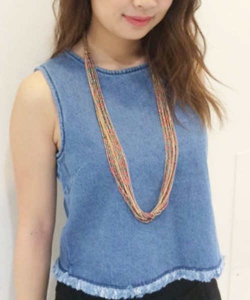 ACC.（エーシーシー.）の「ボリュームビーズカラーネックレス（ネックレス・レディース・オレンジ/ブラウン・FREE）」の2枚目の写真