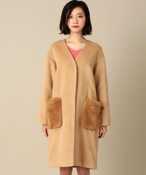 Another Edition（アナザーエディション）の「【WEB店舗限定】シャギーノーカラーコート/ aeBFC SHAGGY NO/COL CT◆（チェスターコート・レディース・オフホワイト/ブラック/ベージュ・SMALL/MEDIUM）」の18枚目の写真