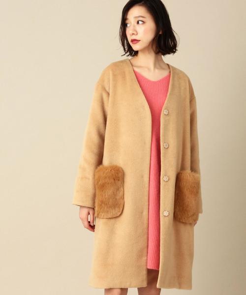 Another Edition（アナザーエディション）の「【WEB店舗限定】シャギーノーカラーコート/ aeBFC SHAGGY NO/COL CT◆（チェスターコート・レディース・オフホワイト/ブラック/ベージュ・SMALL/MEDIUM）」の14枚目の写真