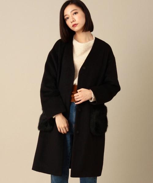 Another Edition（アナザーエディション）の「【WEB店舗限定】シャギーノーカラーコート/ aeBFC SHAGGY NO/COL CT◆（チェスターコート・レディース・オフホワイト/ブラック/ベージュ・SMALL/MEDIUM）」の16枚目の写真