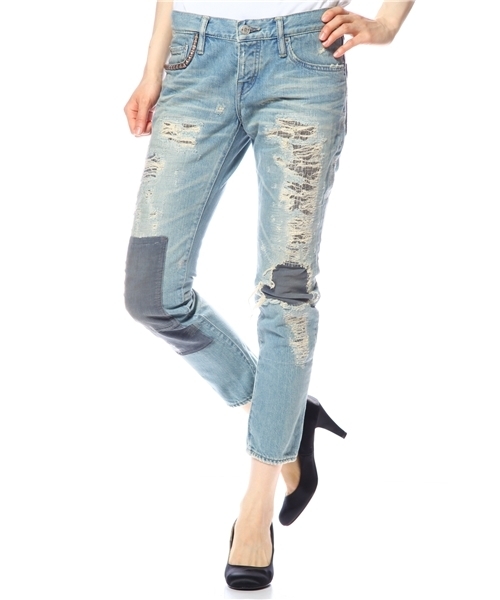 HYSTERIC GLAMOUR（ヒステリックグラマー）の「NOBU REMAKE加工デニム7分丈スリムPT*（デニムパンツ・レディース・インディゴブルー/ライトインディゴブルー・XX-SMALL/X-SMALL/SMALL/MEDIUM）」の2枚目の写真