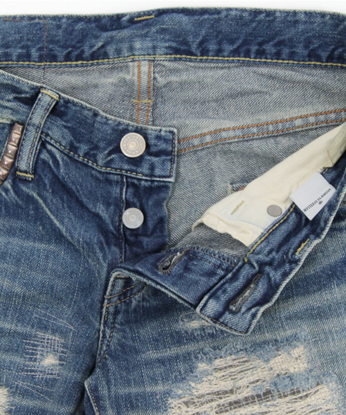 HYSTERIC GLAMOUR（ヒステリックグラマー）の「NOBU REMAKE加工デニム7分丈スリムPT*（デニムパンツ・レディース・インディゴブルー/ライトインディゴブルー・XX-SMALL/X-SMALL/SMALL/MEDIUM）」の7枚目の写真