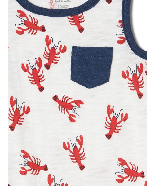 GAP（ギャップ）の「ロブスター タンクトップショートオール（ロンパース・キッズ・ホワイト×レッド・50cm/90cm/60cm/80ｃｍ/70cm）」の2枚目の写真