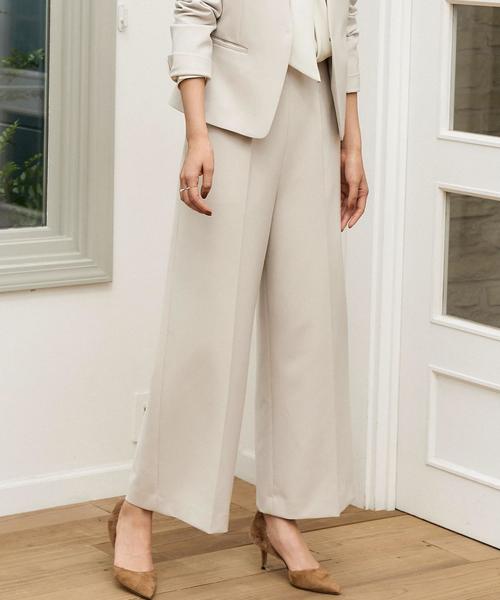 green label relaxing（グリーンレーベルリラクシング）の「[洗濯可能/ダブルクロス] CR ワイドパンツ ◆（その他パンツ・レディース・ネイビー/ライトグレー/ベージュ・36/38/40）」の2枚目の写真