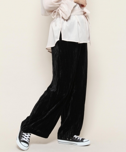 PAGEBOY(ページボーイ)の「ベロアワイドパンツ(その他パンツ・レディース・ブラック/ネイビー/ピンク・FREE)」の2枚目の写真
